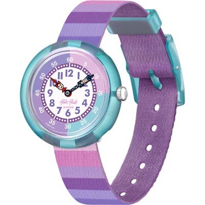 Flik Flak 3+ Story Time FBNP225 Stripy Purple Uhr