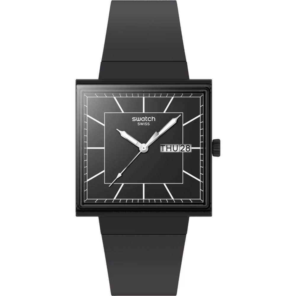 Swatch What If Square SO34B701 What If. Blackagain Uhr