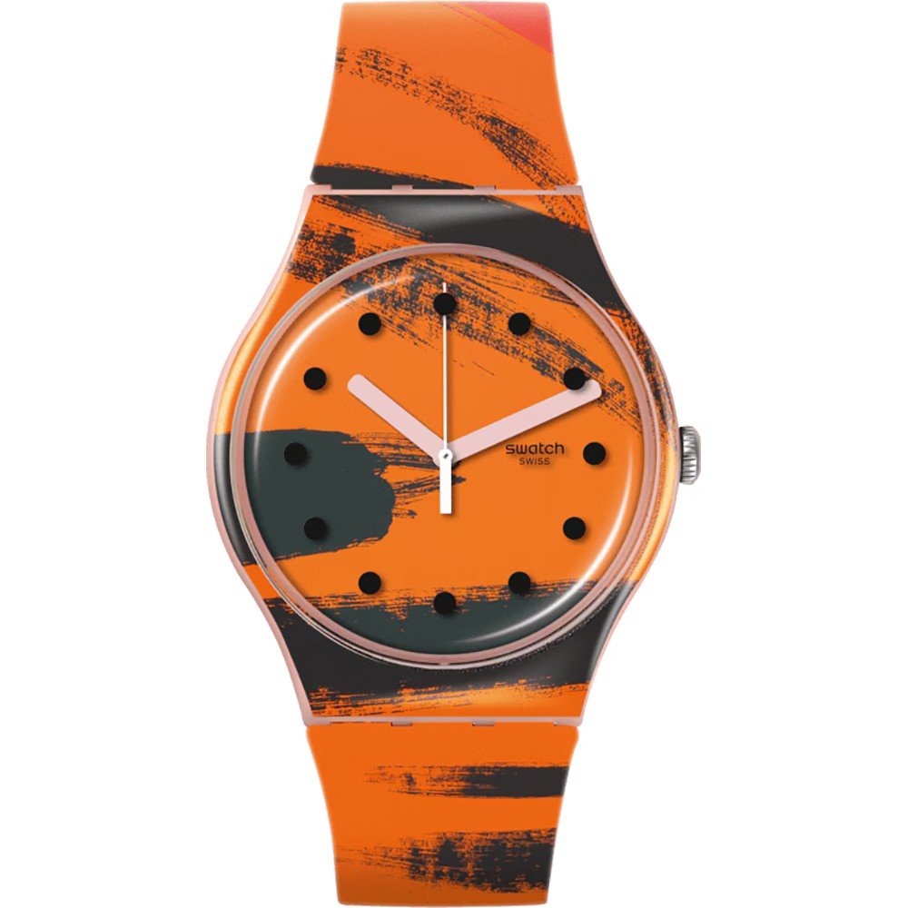Swatch Originals Large 41mm SUOZ362 Barns Graham s Orange and Red on Pink Uhr